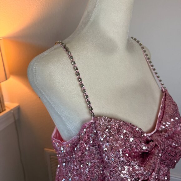 Altar’d State Pink Sequin Bow Dress – Size Medium (NWT) - Picture 7 of 9
